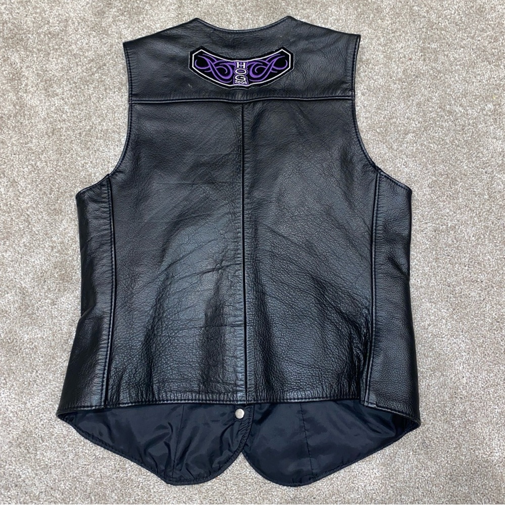 Harley-Davidson Leather Vest Woman's S Black Snap Front Motorcycle Made In USA - Picture 2 of 12